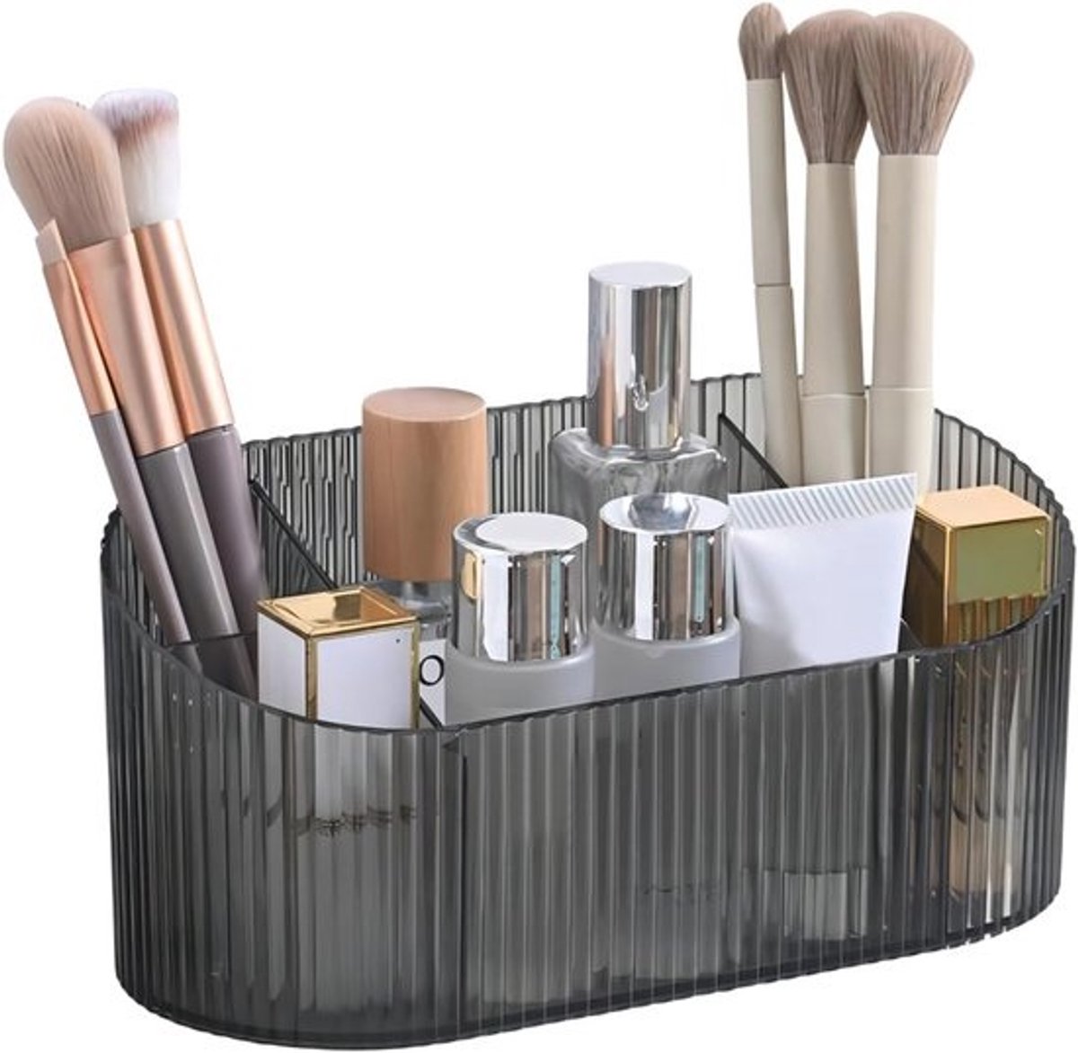 Make-up Borstelhouder met 5 Sleuven - Vintage Gestreept Design voor Badkamer en Bureau
