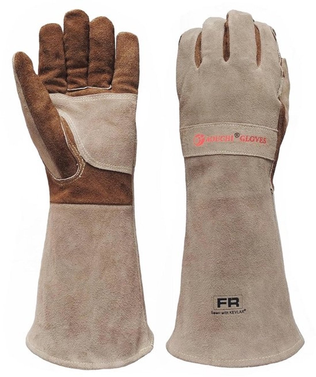 Hittebestendige BBQ Wanten voor Barbecue, Open Haard en Oven - Lange Mouwen Vuurvaste Handschoenen