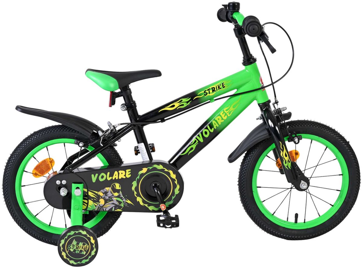 Volare Strike Kinderfiets - Jongens - 14 inch - Groen - Twee handremmen