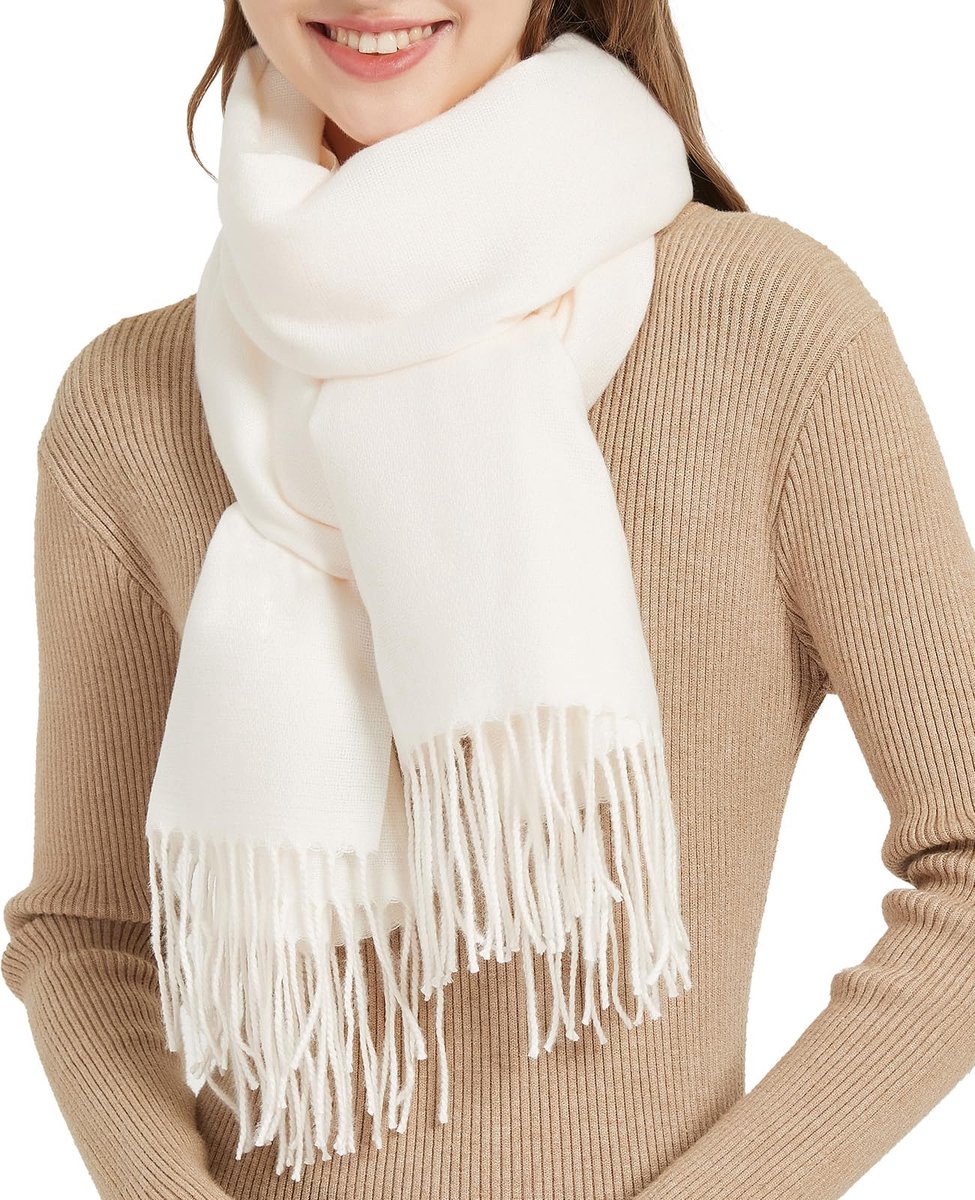 Dames Sjaal met kwastjes 200 x 68 cm Solide Kleur Wintersjaal Warme en Zachte voor Avondjurk Bruiloft Feest of Gala
