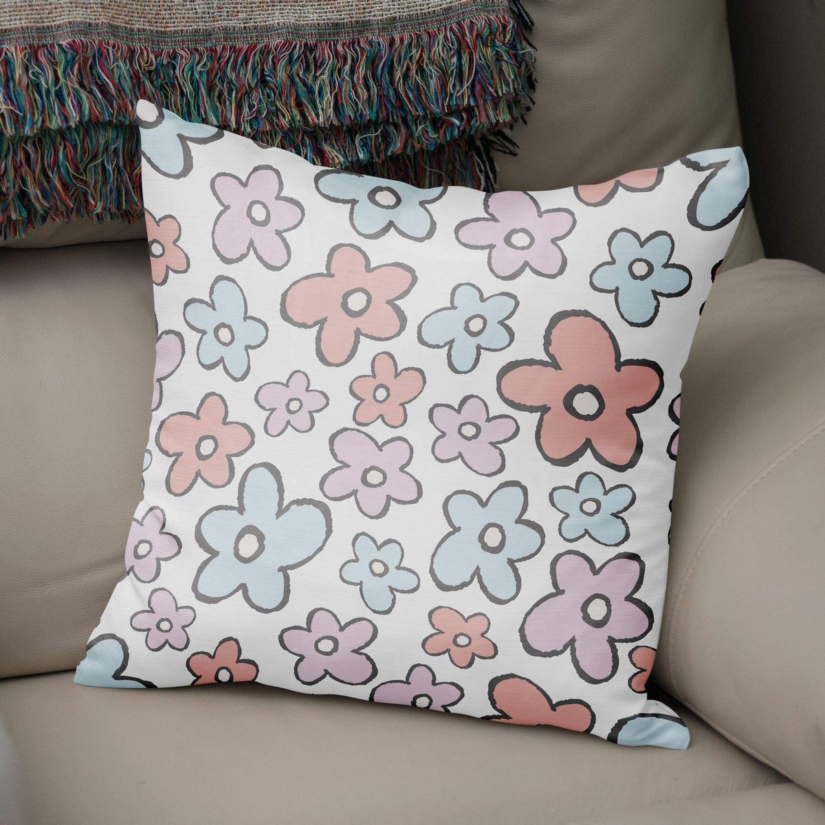 Decoratieve kussenhoes willekeurig patroon, gooien kussenhoezen, home decoratieve kussenslopen voor woonkamer, bank, slaapkamer, grootte: 43x43 cm - ontworpen en vervaardigd in Turkije