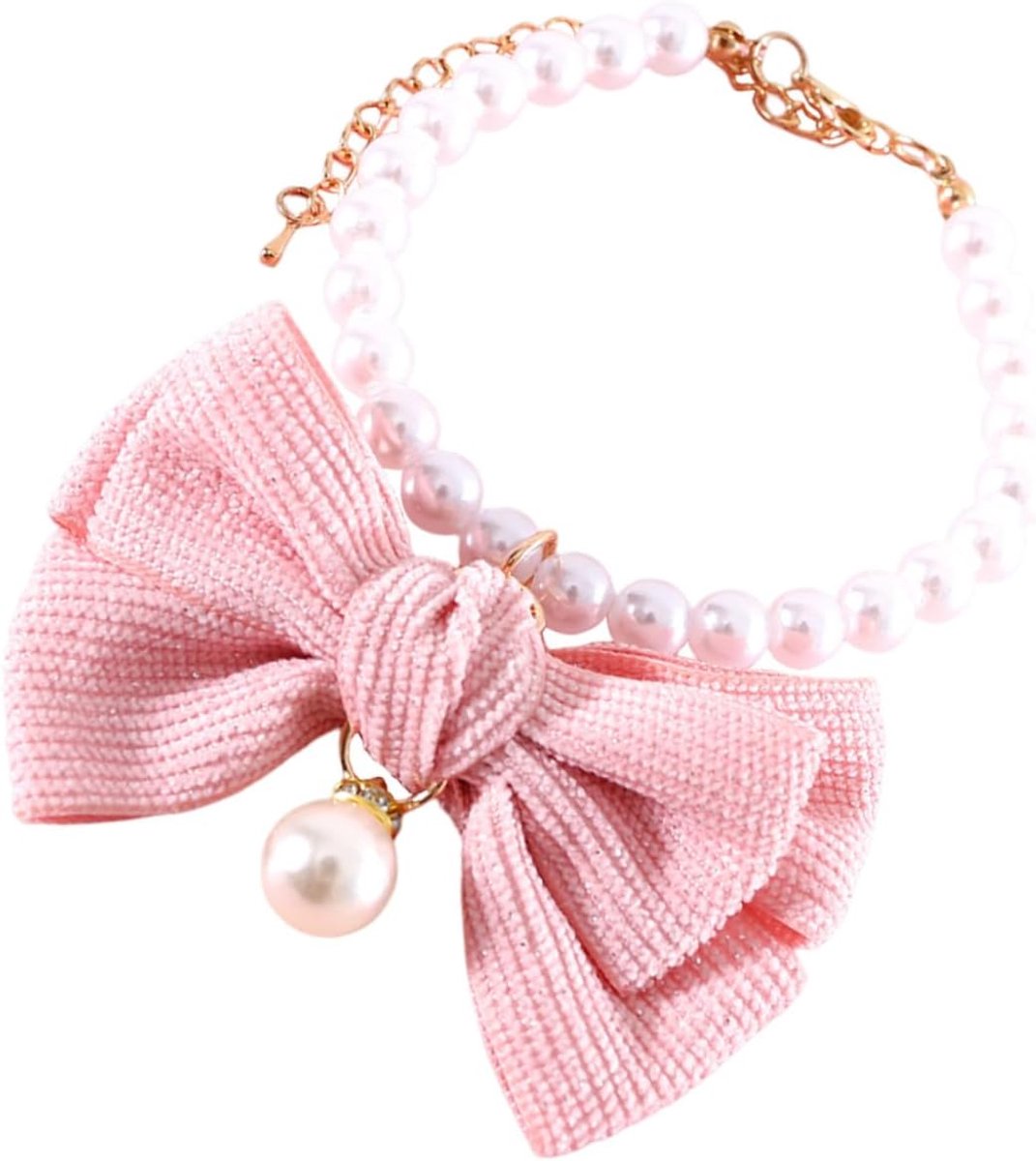 Prachtige hondenhalsband met parelstrik, duurzame kattenhalsband, geschikt voor katten en honden, stijlvol huisdieraccessoire, verstelbare maat.