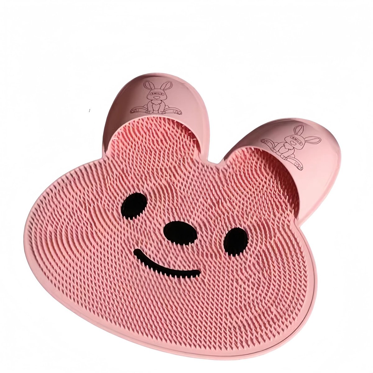 Badmat met konijnendesign, voet-/rugmassage, huidschilferverwijdering en zuignapfixatie voor veiligheid op badkamervloer (gemakkelijk te reinigen) (roze)