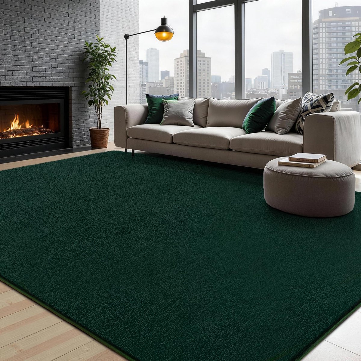 woonkamertapijt, zacht tapijt voor slaapkamer, wasbaar shaggy-tapijt met antislip onderkant, modern interieurtapijt voor werkkamer, tienerkamer, 80 x 160 cm, donkergroen