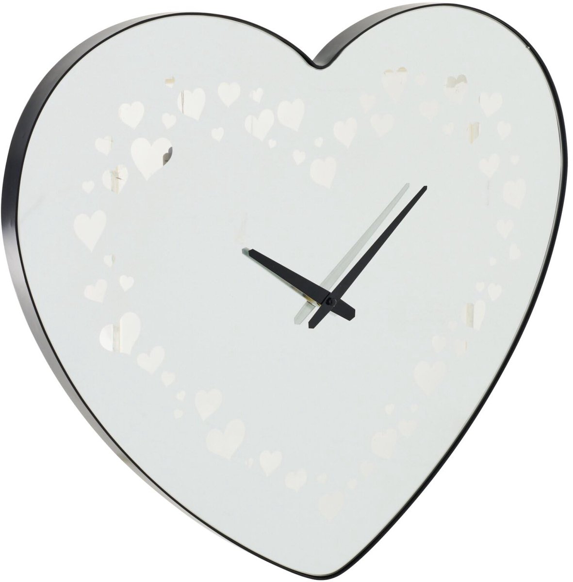 Wandklok hart - glas - zwart