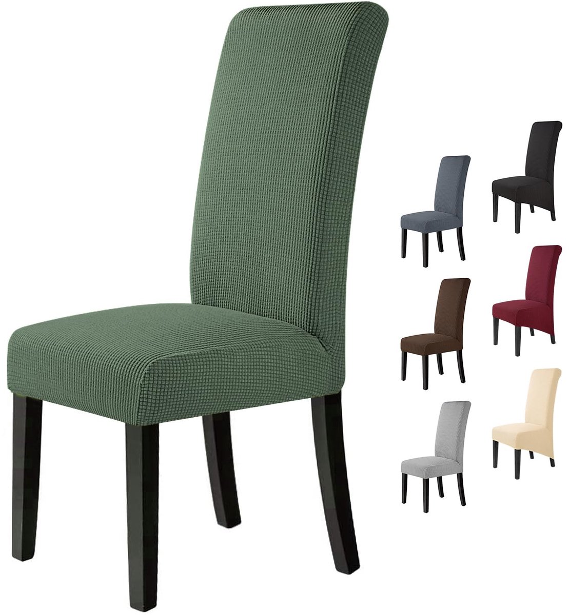Stoelhoes Eetstoelhoezen Stoelhoezen voor Eetkamerstoel Verwijderbare Wasbare Stoelhoezen voor Thuis, Restaurant, Hotel Decor (4 Stuks, Groen)-M