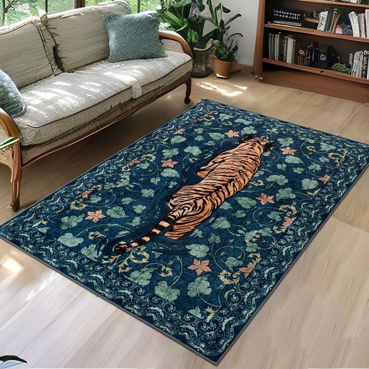 wasbaar, antislip, 120 x 180 cm, groen, voor woonkamer en slaapkamer, zachte laagpolige rubberen achterkant
