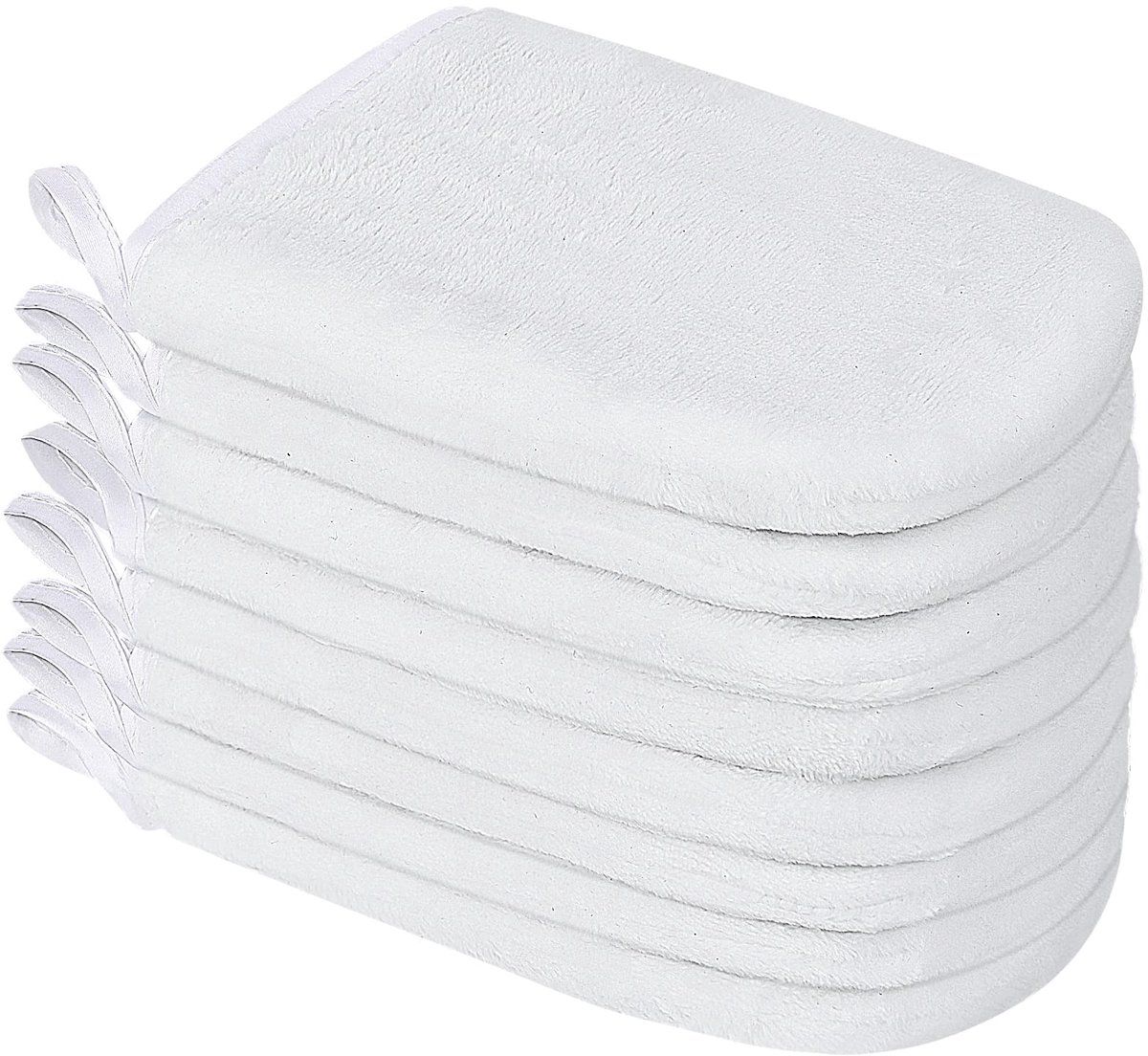 8 Pack flanel zachte gezicht wanten, herbruikbare make-up remover mitt handschoenen, flanel body wash mitts, bad spa doek, Europese stijl washandje, 6×8inch, wit