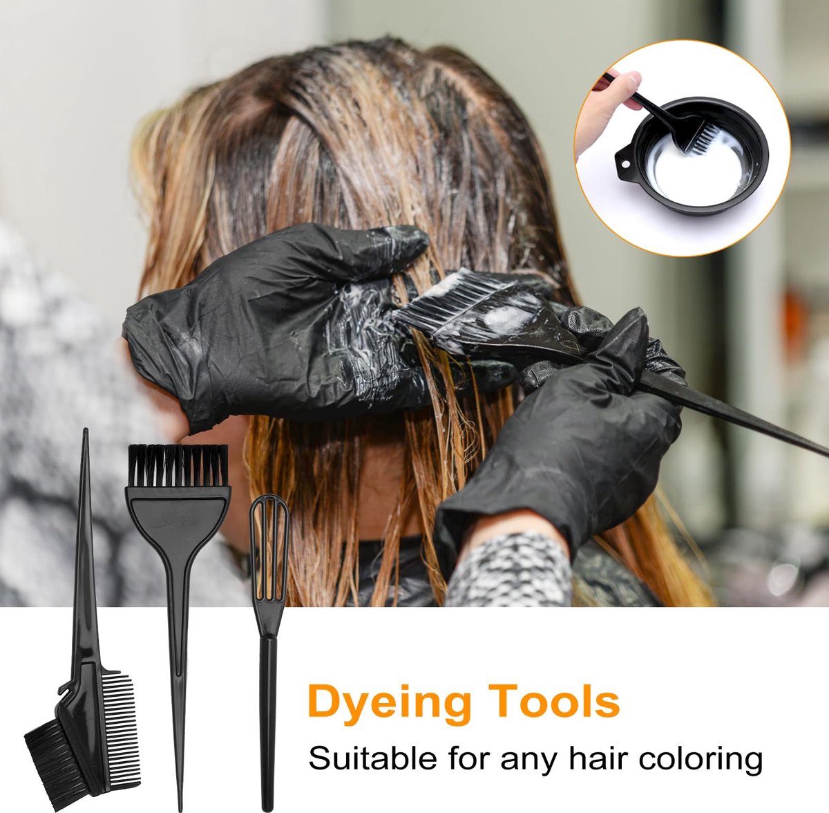 5 stuks haarverfkwasten, haarverfset, haarverfkam, haarverfmiddel, haarverfaccessoires, haarverfset, borstel voor doe-het-zelf salon, inclusief haarverfschaal, verfkwast, oorafdekking
