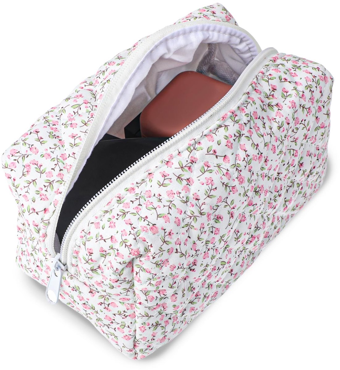 Dailygoods- Make-uptas grote capaciteit - Make-uptas met spiegel - Toilettas - Draagbare organisertas - Katoenen make-uptas - Perfect voor reizen - Cosmeticatas