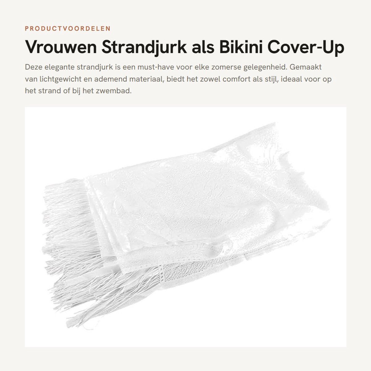 Dailygoods- Strandjurk Dames - Zacht, Dun, Transparant Materiaal - Bikini Cover-Up - Kantpatroon - Kwastjesrand - Zonbescherming - Strandponcho
