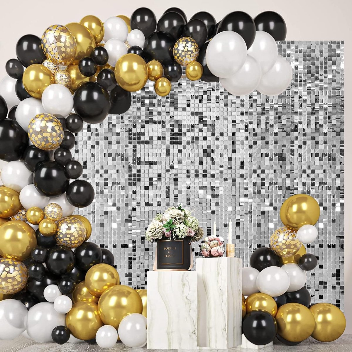 Dailygoods- Achtergrondpanelen 36 Stuks - Zilveren Shimmer - Pailletten Achtergrond - Feestdecoratie - Verjaardag/Graduatie - Home Party Decor - Decoratiepanelen