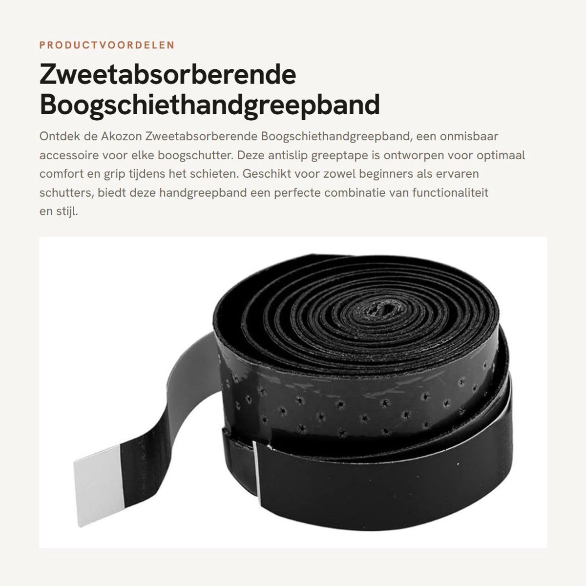 Dailygoods- Boogschiethandgreepband Zweetabsorberend - Antislip/Verstelbaar - Duurzaam PVC - Comfortabel Ontwerp - Multifunctioneel Gebruik - Afmetingen 112 x 2,5 cm - Handgreepband