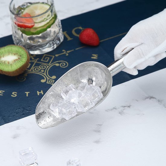 Roestvrijstalen ijsschep, 6 oz, metalen ijsschep voor ijsmachine, multifunctioneel voor snoep, keuken, bar, feest, bruiloft, huisdier, hondenvoer, schep, strandschep, zilver — afbeelding 4