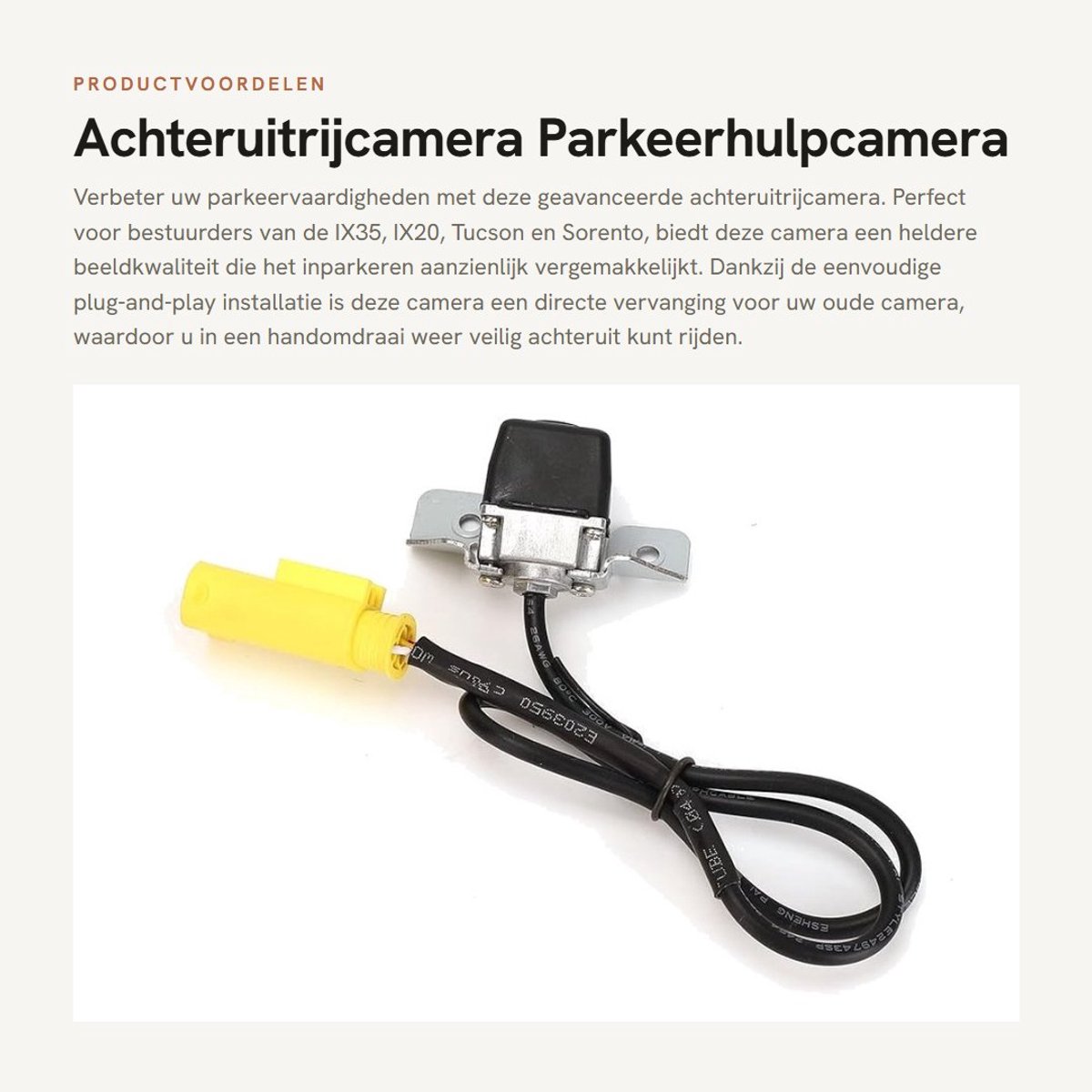Dailygoods- Achteruitrijcamera Plug-and-play Vervanging - Hoge Resolutie - Anticondenslens - Schokbestendig - IP68 Waterdicht - Voor IX35/Tucson/Sorento - Parkeercamera