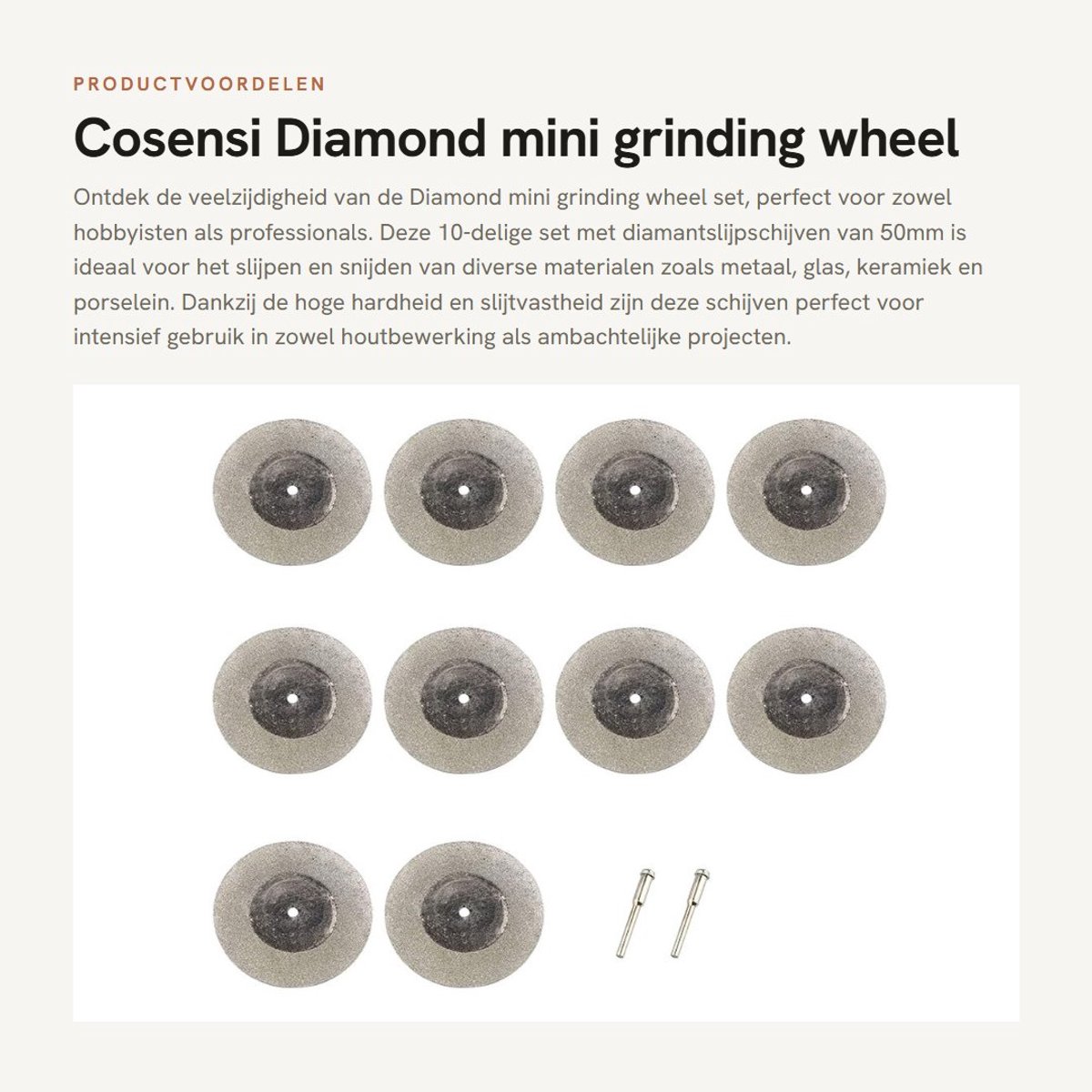 Dailygoods - Diamond mini grinding wheel set - diamant slijpschijven - 10-delige set - 50mm - snijschijven - geschikt voor metaal, glas, keramiek - un...