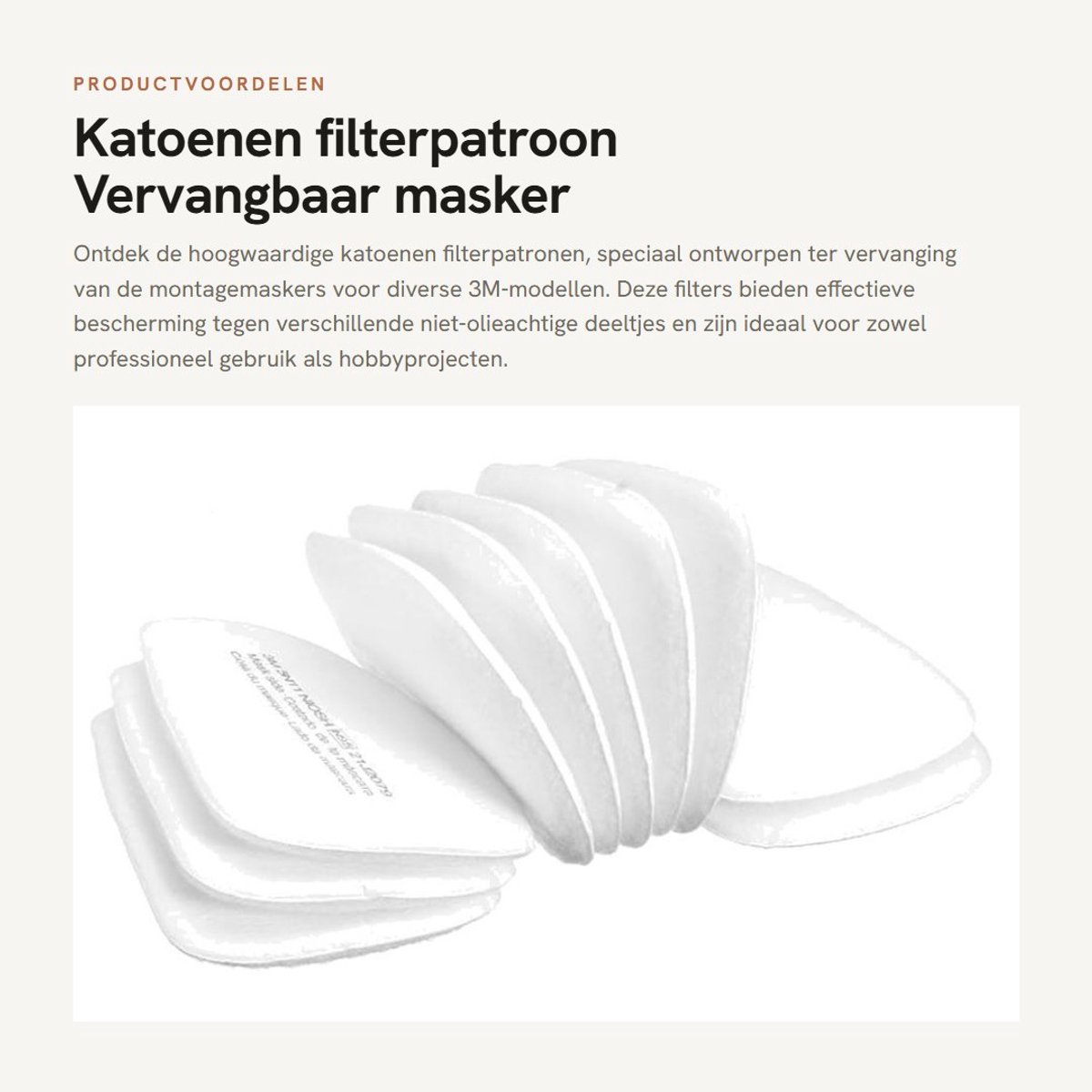 Dailygoods - Katoenen filterpatroon - Vervangbaar masker - 10 stuks - Effectieve bescherming - Geschikt voor 3M-maskers - Ademhalingsbescherming
