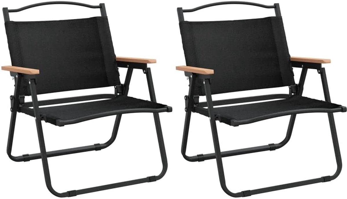 vidaXL Campingstoelen 2 st 54x43x59 cm oxford stof zwart, kampeerstoel, camping stoel, tui