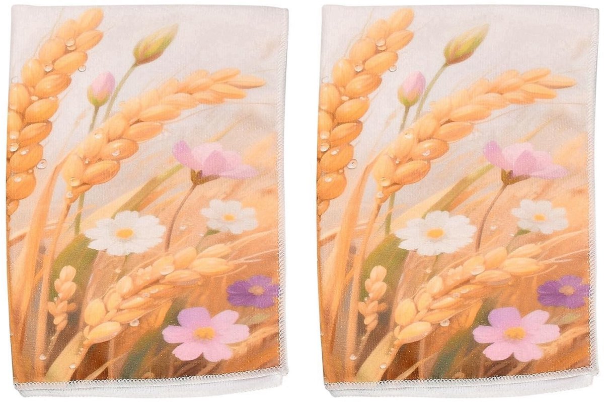 Dailygoods- Theedoeken 2 Stuks - Microvezel - Pluisvrij - Absorberend - Herfstmotief - 40 x 60 cm - Zacht Materiaal - Keukenhanddoeken