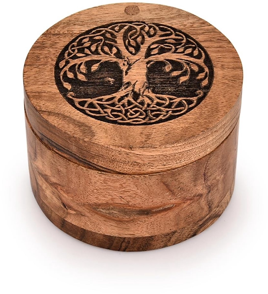 Dailygoods - Decoratieve Urn van Acaciahout voor Menselijke As - Ronde Begrafenisurnendoos