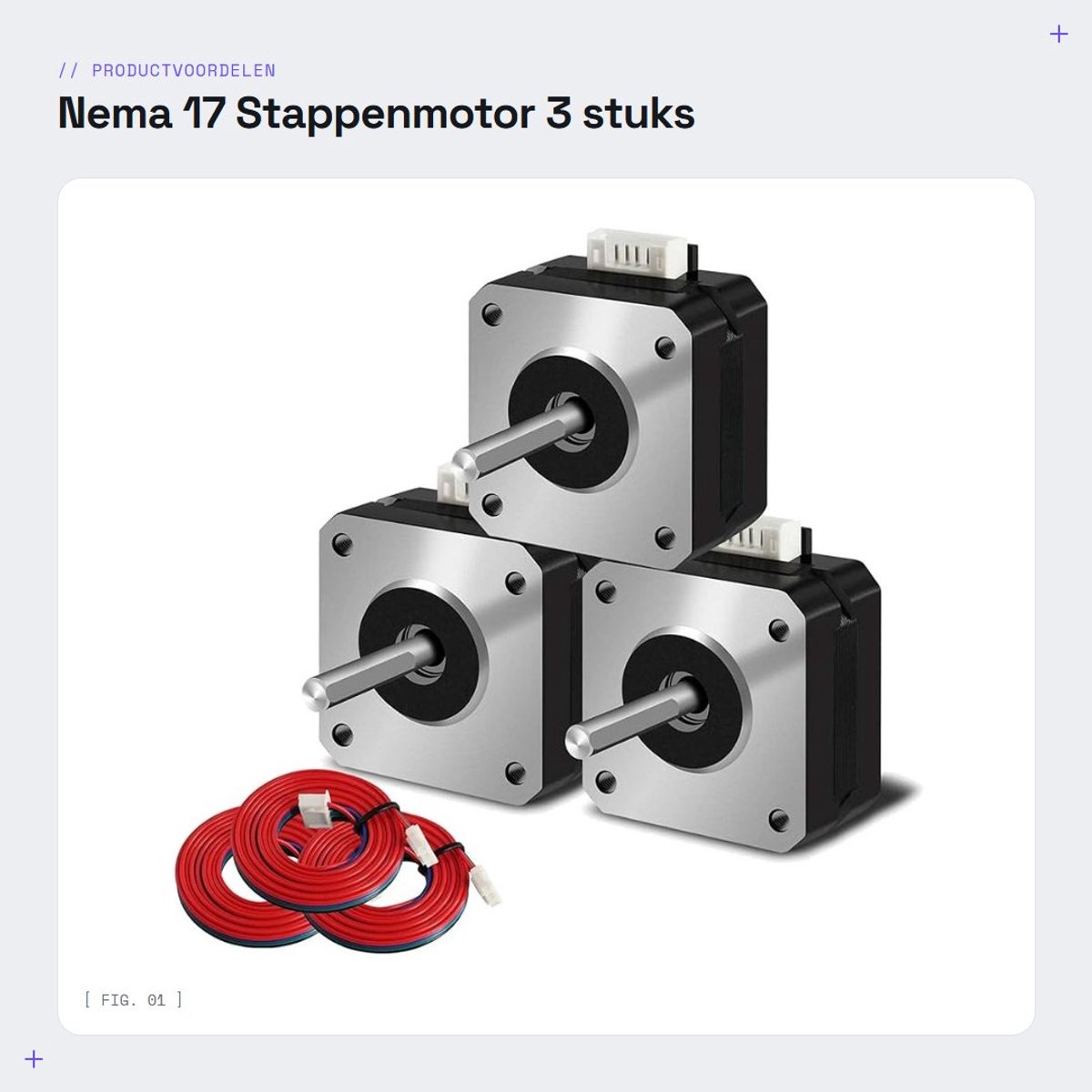 Dailygoods - Nema 17 Stappenmotor - 3 stuks - Hoog koppel - 42 x 23 mm - 0,7 A - 4,25 V - Geschikt voor 3D printer - Inclusief verlengkabel