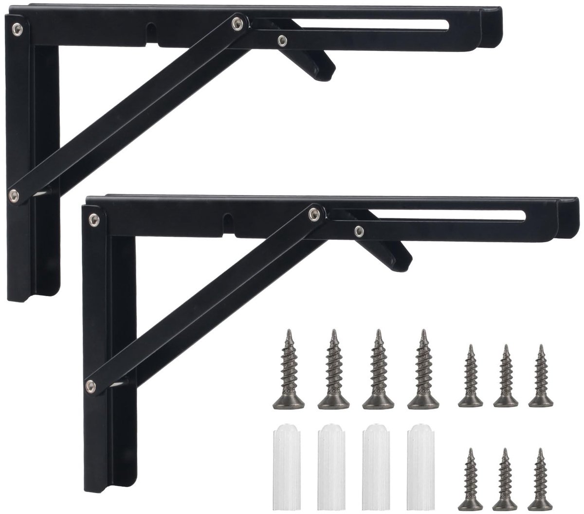 Dailygoods- Klapscharnier 200mm - Inklapbare Plankdrager - Zwaar Belast - Metalen Bevestigingen - Vergrendeling - Corrosiebestendig