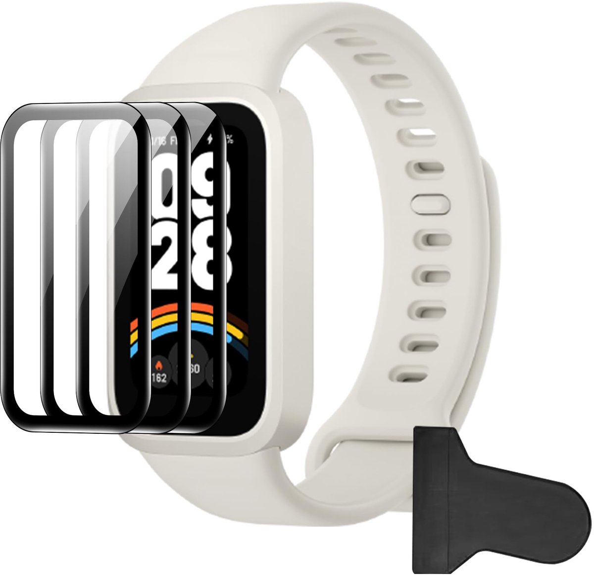 Dailygoods - Beschermfolie voor Xiaomi Smart Band 9 Active - Gehard Glas - Krasbestendig en Luchtbelvrij - HD-display - Eenvoudige Installatie - 3 Stuks