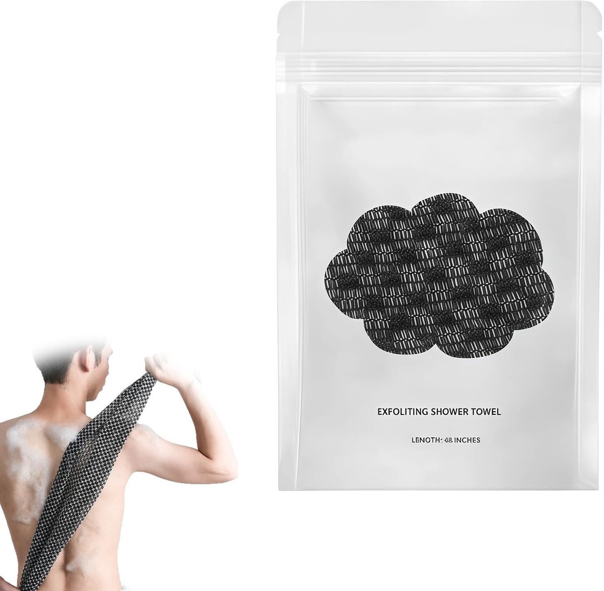 Dailygoods- Exfoliërende Handdoek 120cm - Lange Douchedoek - Scrubdoek Rug - Lichaamshanddoek - Professionele Spa-ervaring - Tweezijdige Textuur