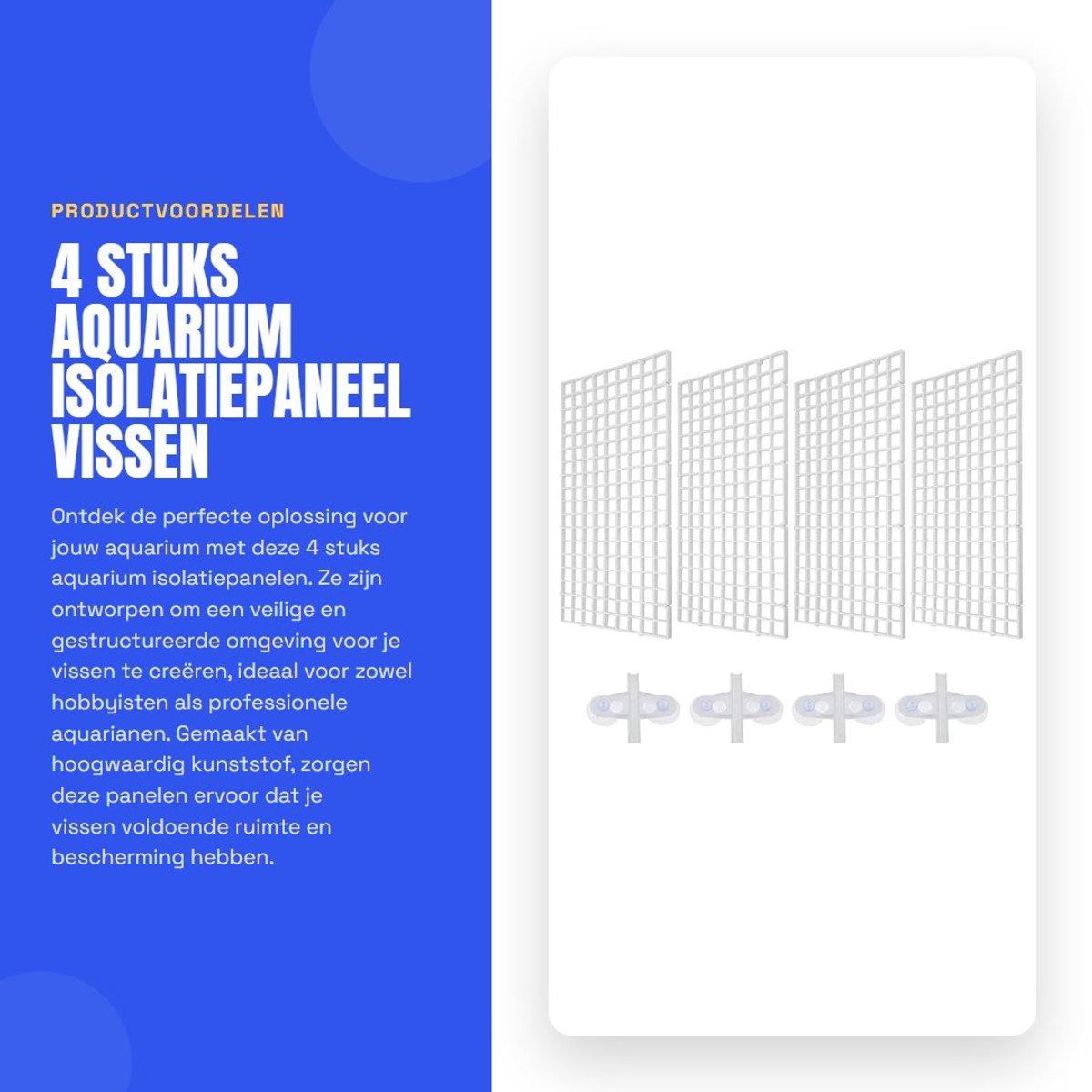 Dailygoods- Eierkrat 4 Stuks - Isolatiepaneel voor Aquarium - Scheidingsbak - Filter Rooster - Kunststof - Inclusief Zuignappen - Aquariumverdeler