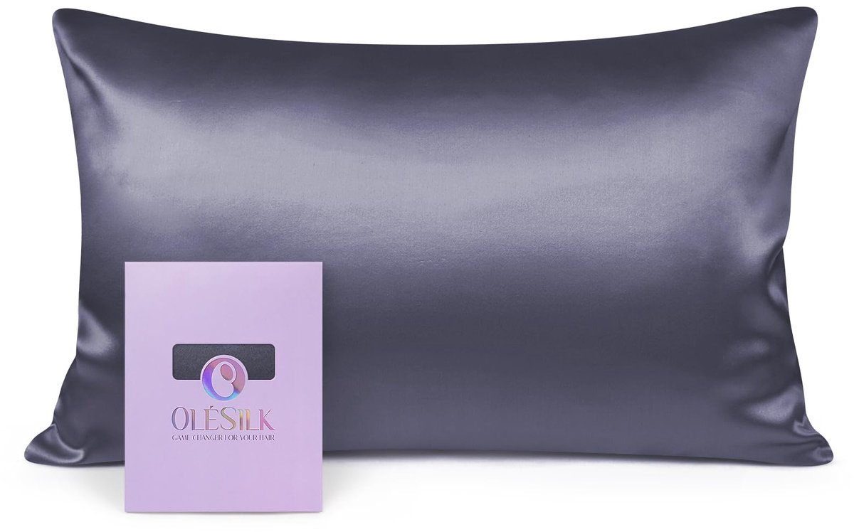 SnelShoppen - Zijden Kussensloop 19 Momme - 100% Pure Mulberry Zijde - Charcoal Grey 50x70cm - Anti-Allergisch - Ideaal voor Huid en Haar Verzorging