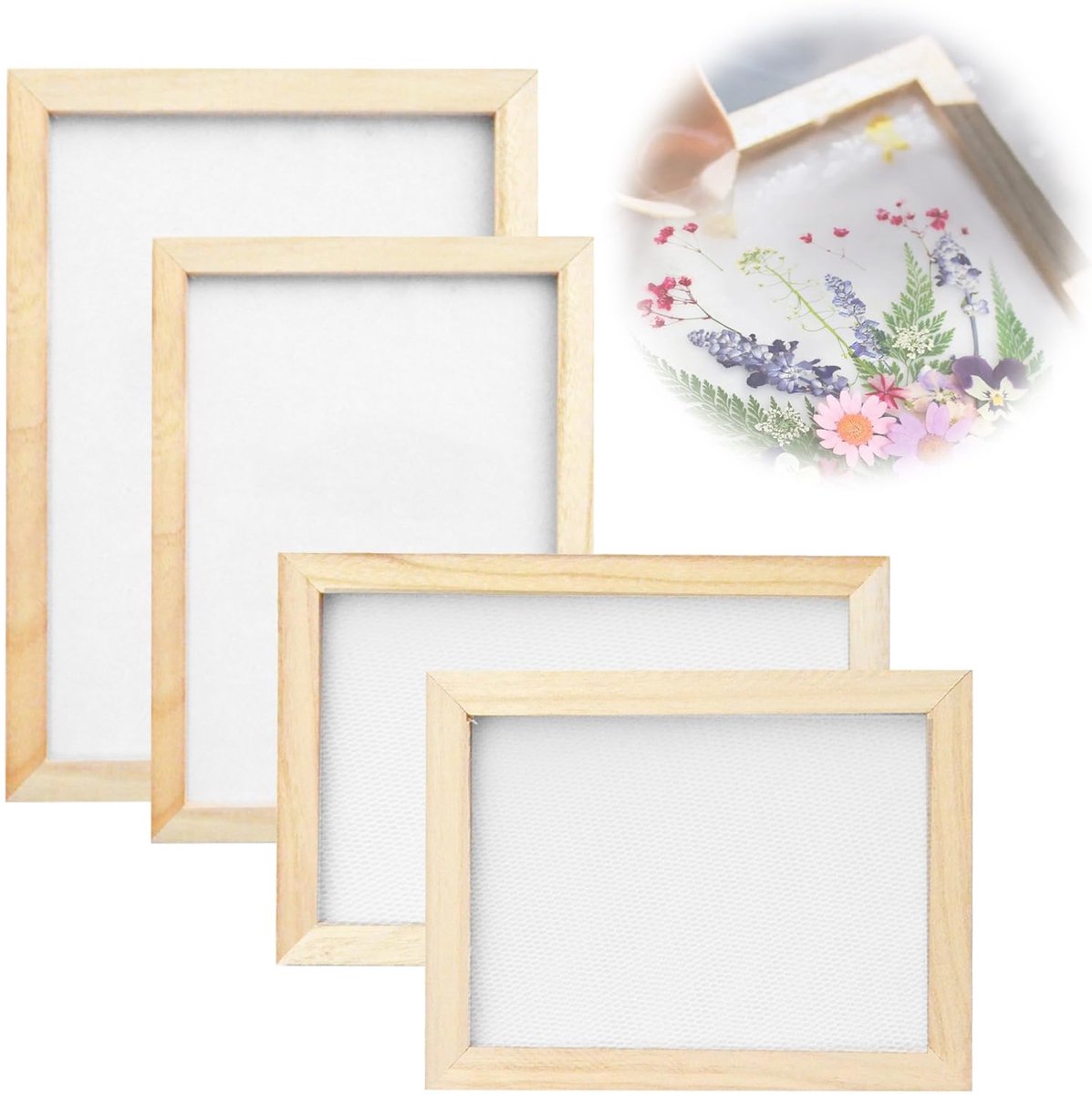 Fotolijst voor het maken van papier in 4 maten, papierkader voor doe-het-zelf papierhandwerk, kinderen, tieners, leren, papier maken, 15 x 18 cm, 20 x 30 cm, 19 x 25 cm, 25 x 34 cm