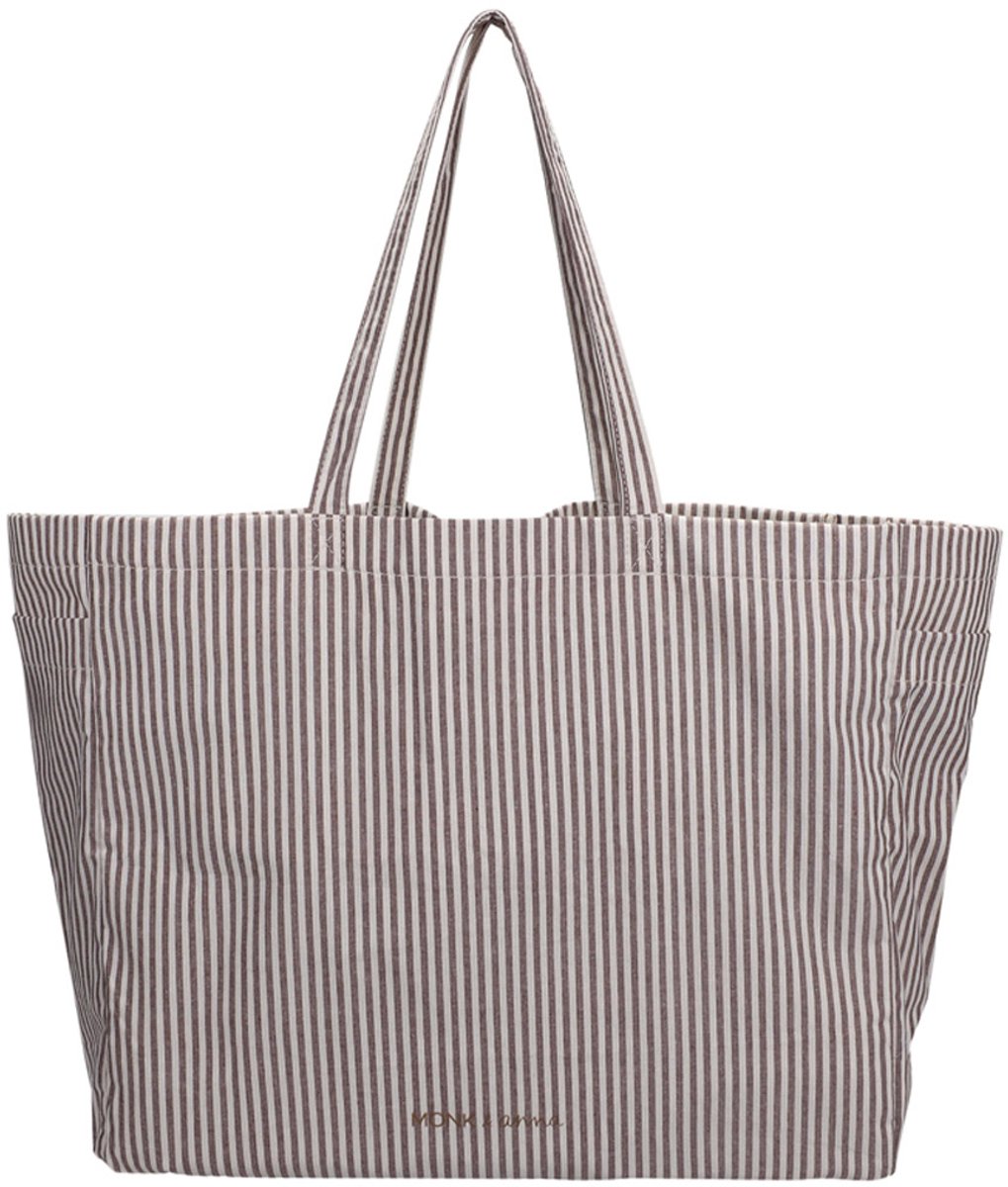 Monk and Anna - Kyodaina Big Shopper | Stripes | Mocha - 48x20x40 cm