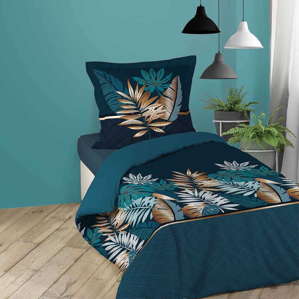 Beddengoedset, 2-delig, 140 x 200 cm, Alianor, blauw, 100% katoen