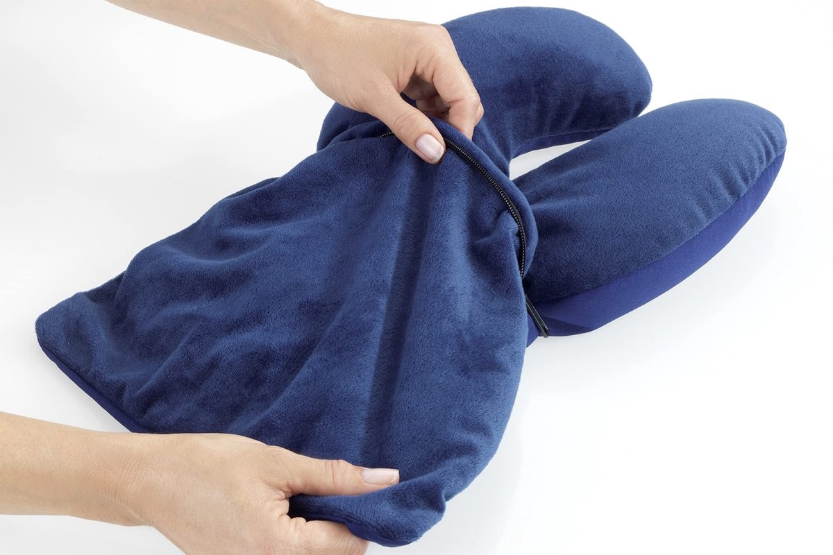 Maximex Coussin de Voyage avec Support de Cou - Confortable et Compact 2 en 1 avec Coussin de Soutien du Cou, polystyrène - 32 x 10 x 20 cm