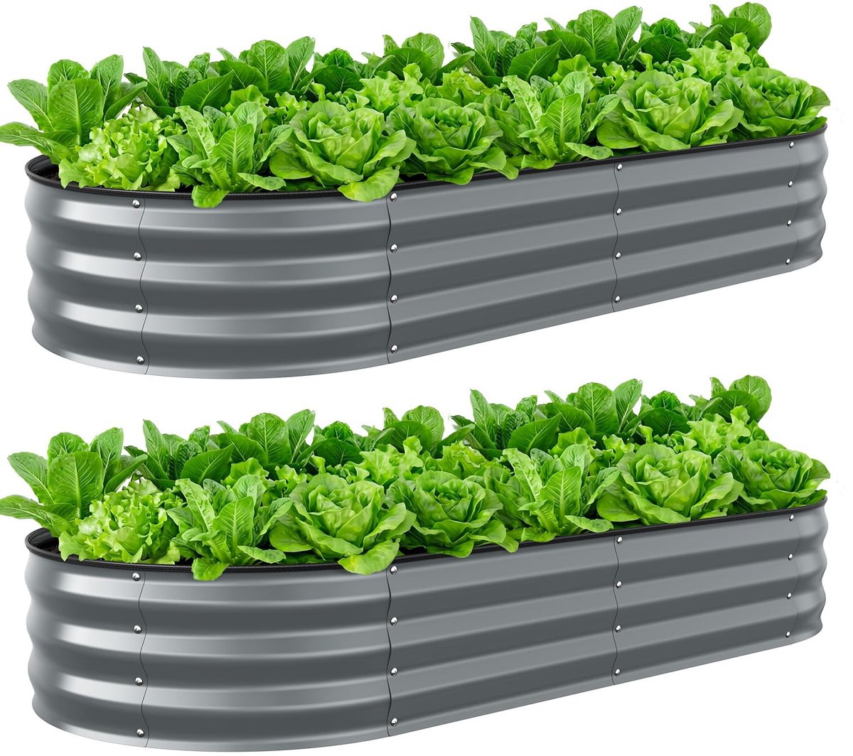 Gegalvaniseerde verhoogde tuinbedden, Ohuhu 2 stuks 7x3x0,3 ft metalen tuinbed buiten, plantenbak voor tuinieren, zwaar belastbare gecoate stalen tuinbox voor het planten van groenten fruit
