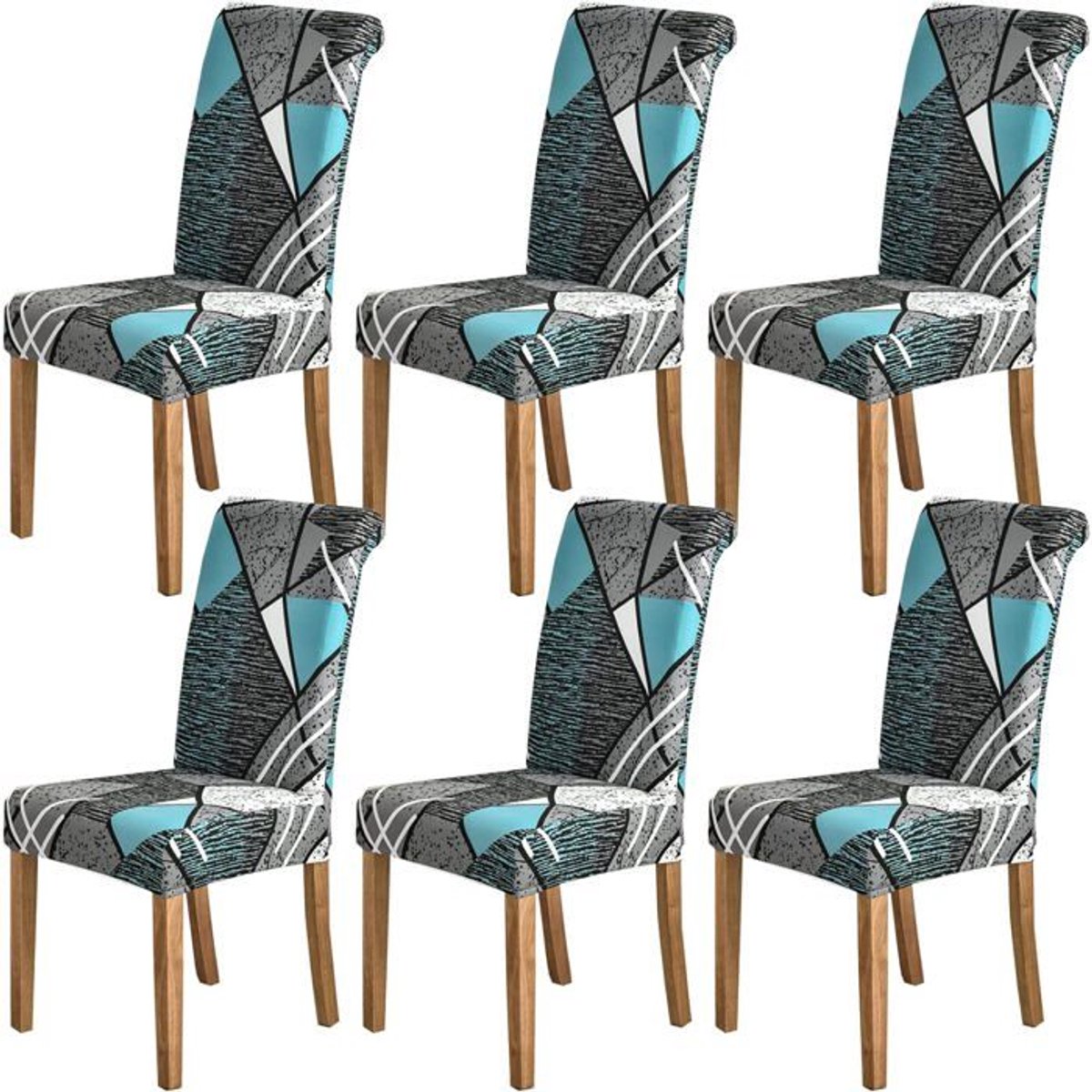 Stoelhoezen - 6-delige set - Elastische stof - Modern minimalistisch - Machinewasbaar