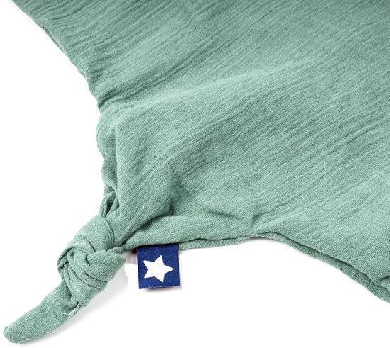 Knuffeldoek van 100% katoen-mousseline - 35 cm - Oeko-Tex gecertificeerd - Groene babyknuffel van Merkloos — afbeelding 5
