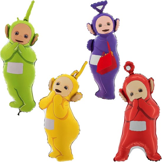 Toyland®-Pakket van 4-32 inch Teletubbies-Vormige Folieballonnen - Tinky Winky, Dipsy, Lala & Po - Kinderfeestdecoraties