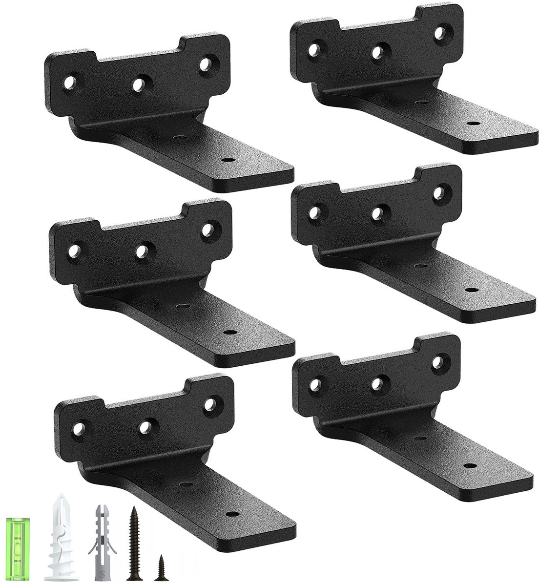 6 stuks plankhouders 10 cm, metalen plankdragers met schroeven, 70 kg draagkracht, zwart