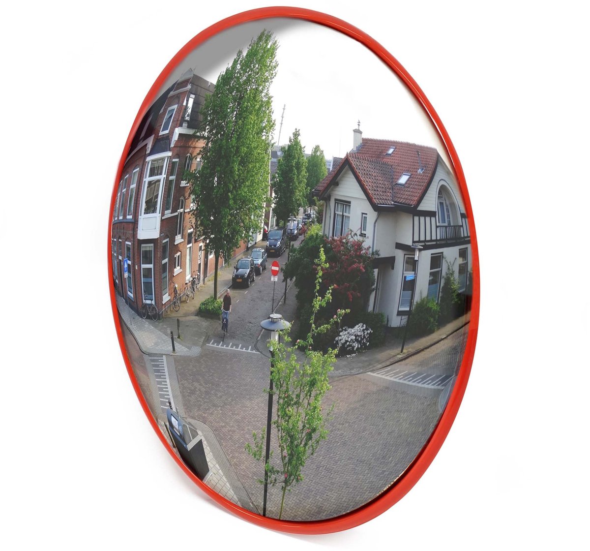Spiegel 60 cm convex met beschermkap, ronde veiligheidsspiegel met 160° zichtveld, convexspiegel van polycarbonaat, bewakingsspiegel voor uitritten incl. montagemateriaal