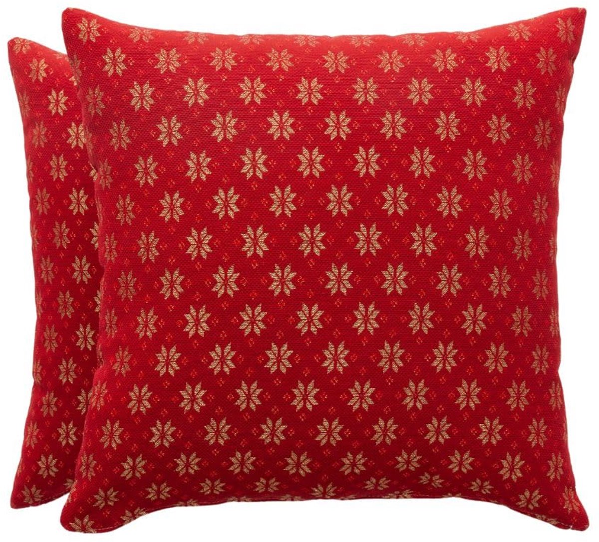 Set van 2 kerstkussenslopen 45 x 45 cm, decoratief, voor bank met ritssluiting, jacquard, lurexgaren, glanzend, ademend en zacht, Merry Red