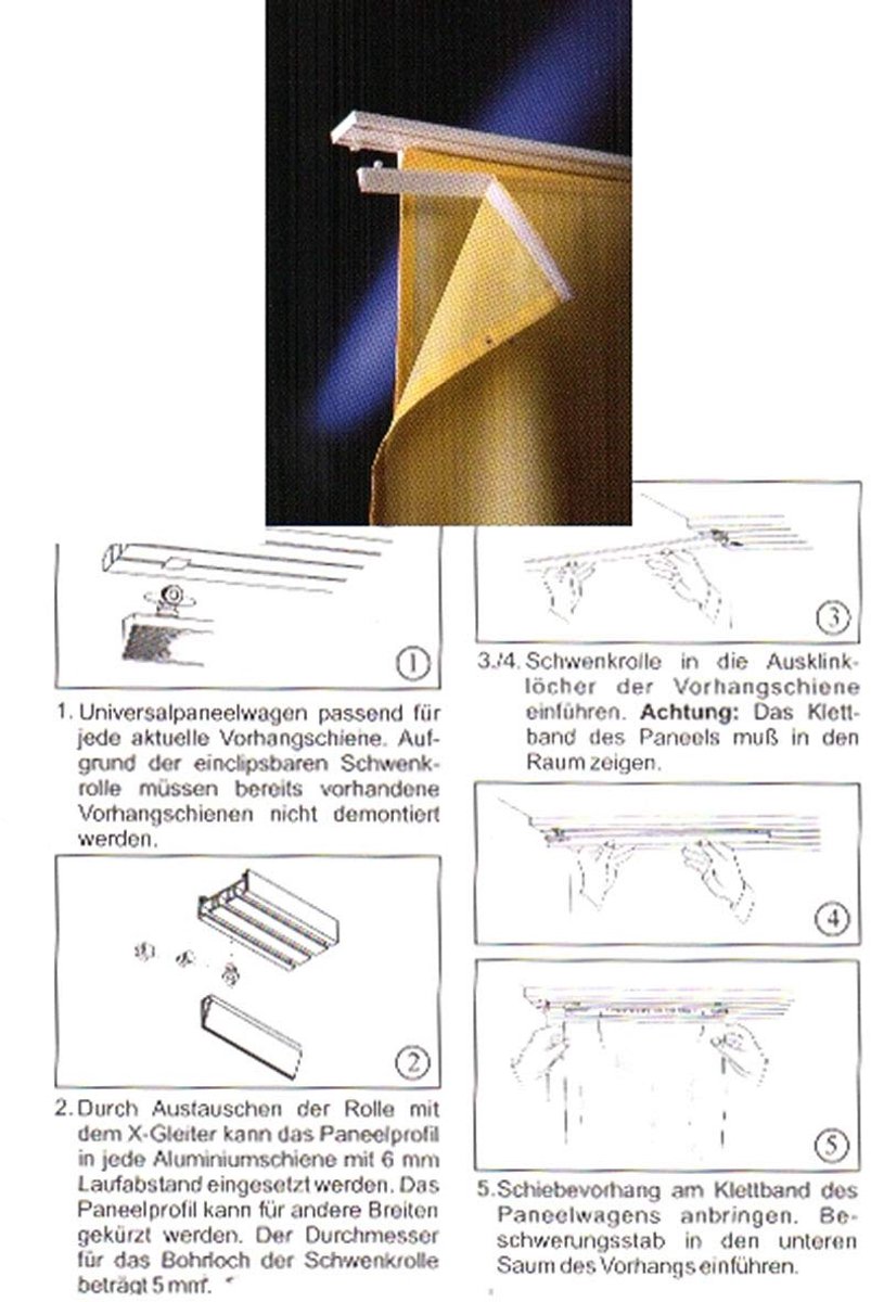 Transparant effen paneel/schuifgordijn met accessoires 85589, zand, 245 x 60 cm