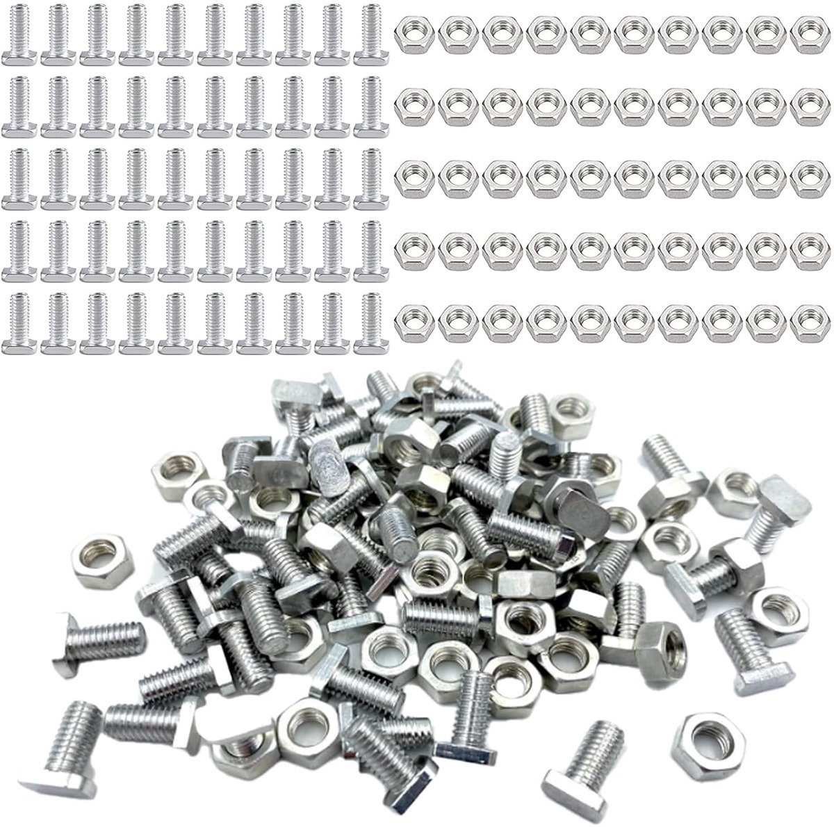 Sets met moeren en bouten van aluminium voor broeikas, broeikasschroeven voor bouw, reparatie van kassen, bevestiging voor broeikas, aluminium profiel, fotovoltaïsch