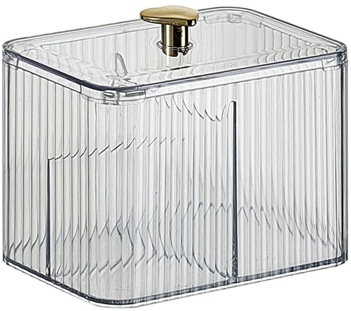 padhouder 3 compartimenten wattenstaafjesdispenser apotheekpot badkamer container met deksel voor cosmetica opslag ijdelheid organisatie, helder