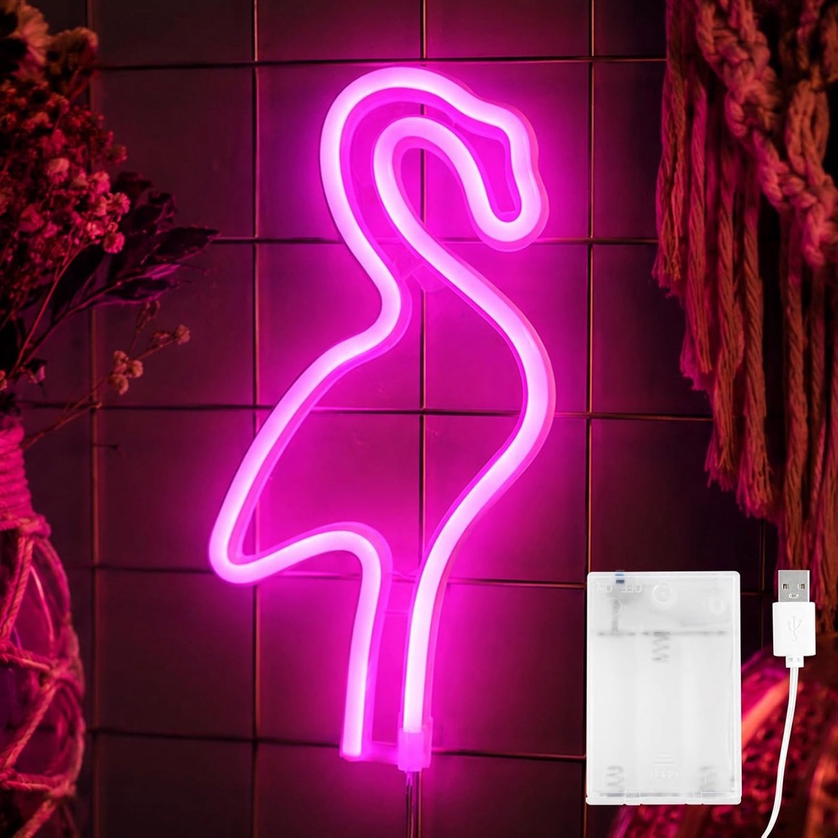 Flamingo LED Neonlicht - Roze Wanddecoratie voor Slaapkamer, Feest en Thuisversiering met