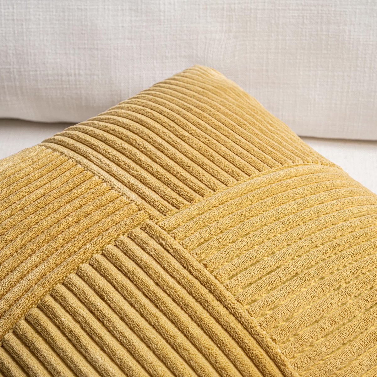 Set van 2 kussenslopen, kurkuma, corduroy, 40 x 80 cm, zacht, modern, decoratieve kussenslopen, sierkussensloop, bankkussen, sierkussen, boho, herfstdecoratie voor bank, slaapkamer, woonkamer