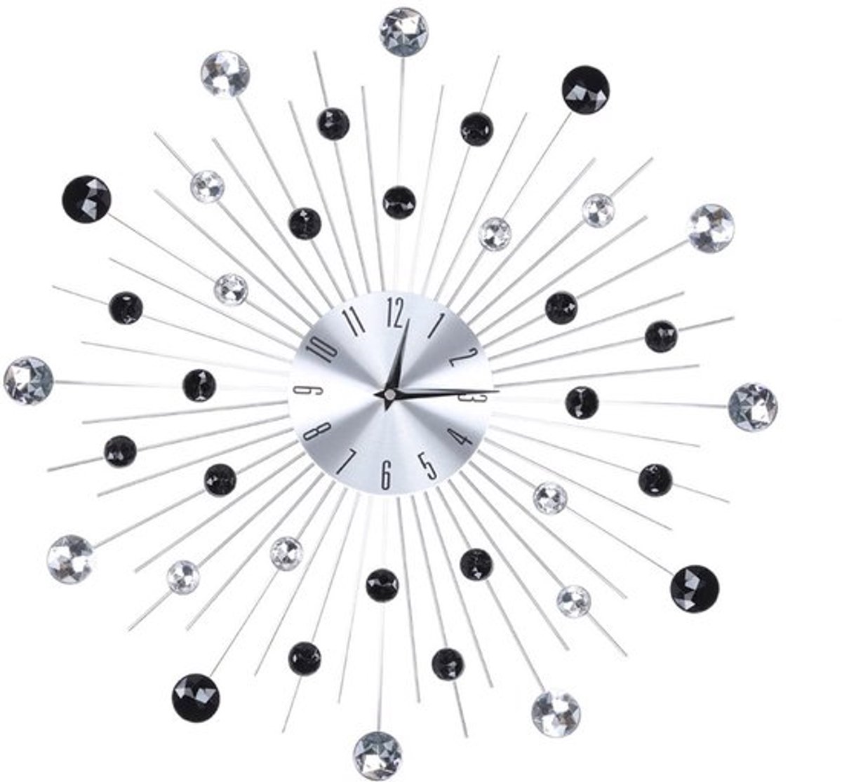 Moderne sprankelende bling-cijfers metalen stille wandklok - ronde