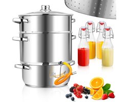 8L Stoomsapper – Sapcentrifuge voor Fruit en Groenten, Inkl. 4x Bügelflasche, Vaatwasserbestendig,…