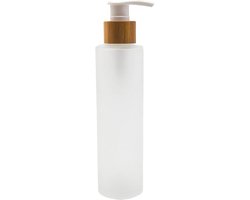 150 ml (5 oz) Transparante Frosted Glazen Pompfles met Bamboe Schroef Pomp Hoofd Zeepdispenser Opslag Containers voor Shampoo Body Wash Bad Gel Toner Lotion Crème Cosmetische Essentie