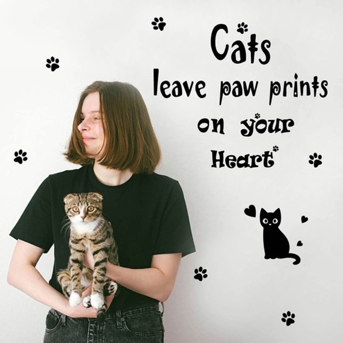 Dailygoody - Zwarte kat - Muurstickers - Schattige dieren stickers